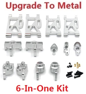 Wltoys 144011 XKS WL Tech XK RC car vehicle spare parts upgrade to metal accessories group 6-In-One kit Silver