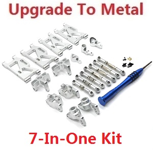 Wltoys 144011 XKS WL Tech XK RC car vehicle spare parts upgrade to metal accessories group 7-In-One kit Silver