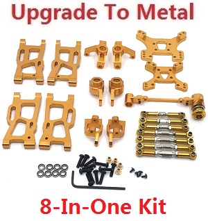 Wltoys 144011 XKS WL Tech XK RC car vehicle spare parts upgrade to metal accessories group 8-In-One kit Gold