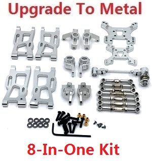 Wltoys 144011 XKS WL Tech XK RC car vehicle spare parts upgrade to metal accessories group 8-In-One kit Silver