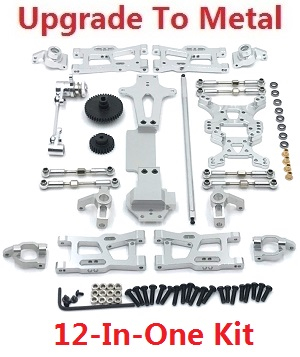 Wltoys 144011 XKS WL Tech XK RC car vehicle spare parts upgrade to metal accessories group 12-In-One kit Silver