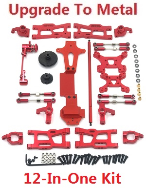 Wltoys 144011 XKS WL Tech XK RC car vehicle spare parts upgrade to metal accessories group 12-In-One kit Red