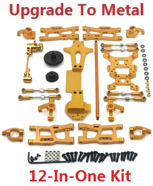 Wltoys 144011 XKS WL Tech XK RC car vehicle spare parts upgrade to metal accessories group 12-In-One kit Gold