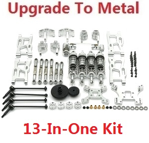 Wltoys 144011 XKS WL Tech XK RC car vehicle spare parts upgrade to metal accessories group 13-In-One kit Silver