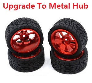 Wltoys 184008 XKS WL Tech XK RC car vehicle spare parts upgrade to metal tire group Red - Click Image to Close