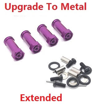 Wltoys 184008 XKS WL Tech XK RC car vehicle spare parts upgrade to metal 30mm extension 12mm hexagonal hub drive adapter combination coupler Purple - Click Image to Close