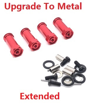 Wltoys 184008 XKS WL Tech XK RC car vehicle spare parts upgrade to metal 30mm extension 12mm hexagonal hub drive adapter combination coupler Red