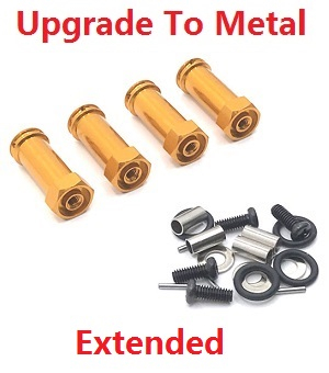 Wltoys 184008 XKS WL Tech XK RC car vehicle spare parts upgrade to metal 30mm extension 12mm hexagonal hub drive adapter combination coupler Gold - Click Image to Close