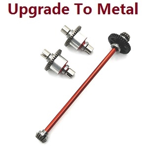 Wltoys 184008 XKS WL Tech XK RC car vehicle spare parts upgrade to metal central transmission shaft group and 2*differential mechanism Red