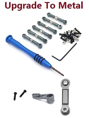Wltoys 184008 XKS WL Tech XK RC car vehicle spare parts upgrade to metal connect and steering rod set + servo arm and connect rod Titanium color