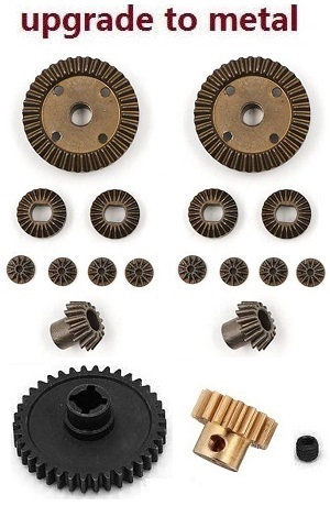Wltoys 184011 XKS WL XK 184011 RC car vehicle spare parts upgarde to metal differential planet and big gear + Driving gear + main gear + copper motor gear 18pcs