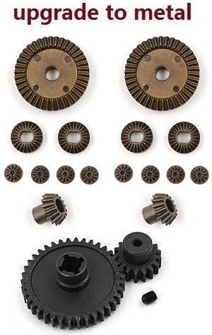 Wltoys 184011 XKS WL XK 184011 RC car vehicle spare parts upgarde to metal differential planet and big gear + Driving gear + main gear + motor gear 18pcs