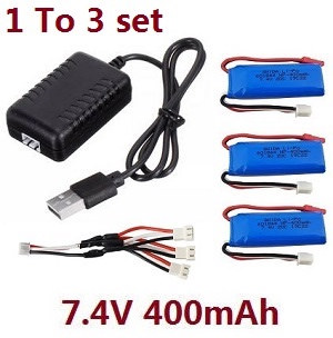 Wltoys 284161 Wltoys 284010 RC Car Vehicle spare parts 1 to 3 USB charger wire set + 3*7.4V 400mAh battery set