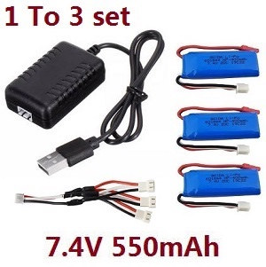 Wltoys 284161 Wltoys 284010 RC Car Vehicle spare parts 1 to 3 USB charger wire set + 3*7.4V 550mAh battery set