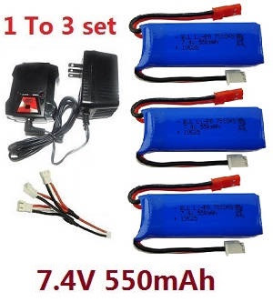 Wltoys 284161 Wltoys 284010 RC Car Vehicle spare parts 1 to 3 charger and balance charger set + 3*7.4V 550mAh battery set