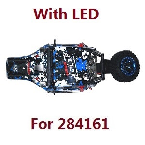 Wltoys 284161 Wltoys 284010 RC Car Vehicle spare parts car shell housing assembly with LED and head up spare tire rack (For 284161)
