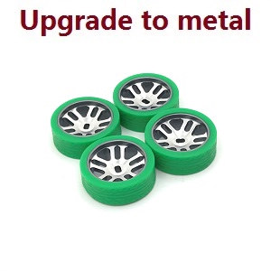 Wltoys 284161 Wltoys 284010 RC Car Vehicle spare parts upgrade to metal hub tires (Green)