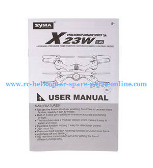 Syma X23W X23 RC quadcopter spare parts todayrc toys listing English manual instruction book