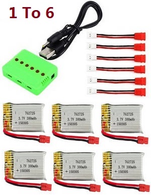 *** Today's deal *** Syma X26 RC quadcopter spare parts 3.7V 380mAh battery 6pcs + 1 To 6 charger set