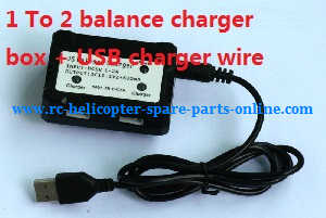 XK X380 X380-A X380-B X380-C quadcopter spare parts todayrc toys listing 1 To 2 balance charger box + USB charger wire (11.1V)