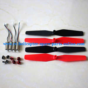 Syma X56pro X56W-P RC quadcopter spare parts todayrc toys listing main blades (Red-Black) + main motors + caps of blades (Silver + Red)