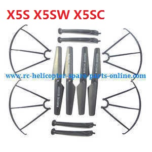 syma x5s x5sw x5sc quadcopter spare parts todayrc toys listing main blades + protection frame + undercarriage (Black)