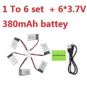 MJX X906T RC quadcopter spare parts todayrc toys listing 1 to 6 charger set + 6*3.7V 380mAh battery set