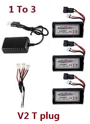 XLH Xinlehong Toys 9130 9135 9136 9137 9138 RC Car vehicle spare parts 1 to 3 USB charger set + 3*7.4V 1500mAh battery set