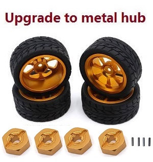 XLH Xinlehong Toys Q901 Q902 Q903 RC Car vehicle spare parts upgrade to metal hub tires Orange - Click Image to Close