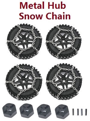XLH Xinlehong Toys Q901 Q902 Q903 RC Car vehicle spare parts upgrade to metal hub tires with snow chain Black - Click Image to Close