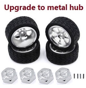 XLH Xinlehong Toys Q901 Q902 Q903 RC Car vehicle spare parts upgrade to metal hub tires Silver - Click Image to Close