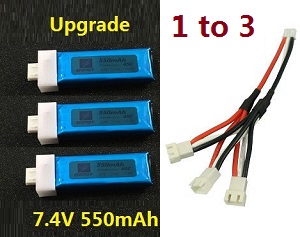 XK K120 RC helicopter spare parts todayrc toys listing 1 to 3 charger wire + 3* 7.4V 550mAh battery