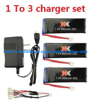 XK X251 quadcopter spare parts todayrc toys listing 1 to 3 charger wire + charger + 3* battery set