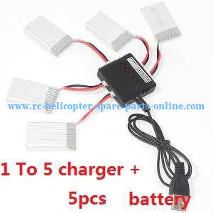 Yi Zhan X4 RC Quadcopter spare parts todayrc toys listing 5*3.7V 350mAh battery + 1 To 5 charger box set
