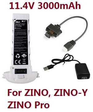 *** Today's deal *** Hubsan H117S ZINO,ZINO-Y,ZINO Pro,ZINO Pro + Plus RC Drone spare parts battery 11.4V 3000mAh White with usb charger set (for ZINO, ZINO-Y, ZINO Pro)