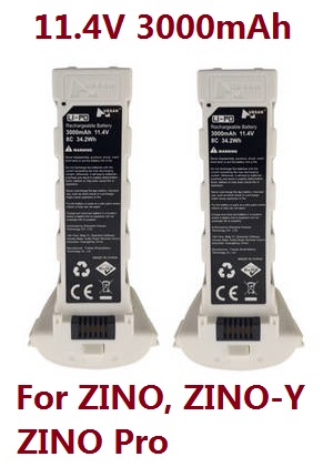 Hubsan H117S ZINO,ZINO-Y,ZINO Pro,ZINO Pro + Plus RC Drone Quadcopter spare parts todayrc toys listing battery 11.4V 3000mAh White 2pcs (for ZINO, ZINO-Y, ZINO Pro) - Click Image to Close