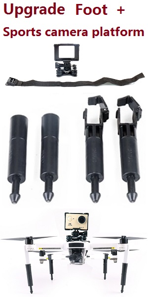 Hubsan ZINO 2+ plus RC drone spare parts todayrc toys listing upgrade spring foot + sports camera platform (Black)